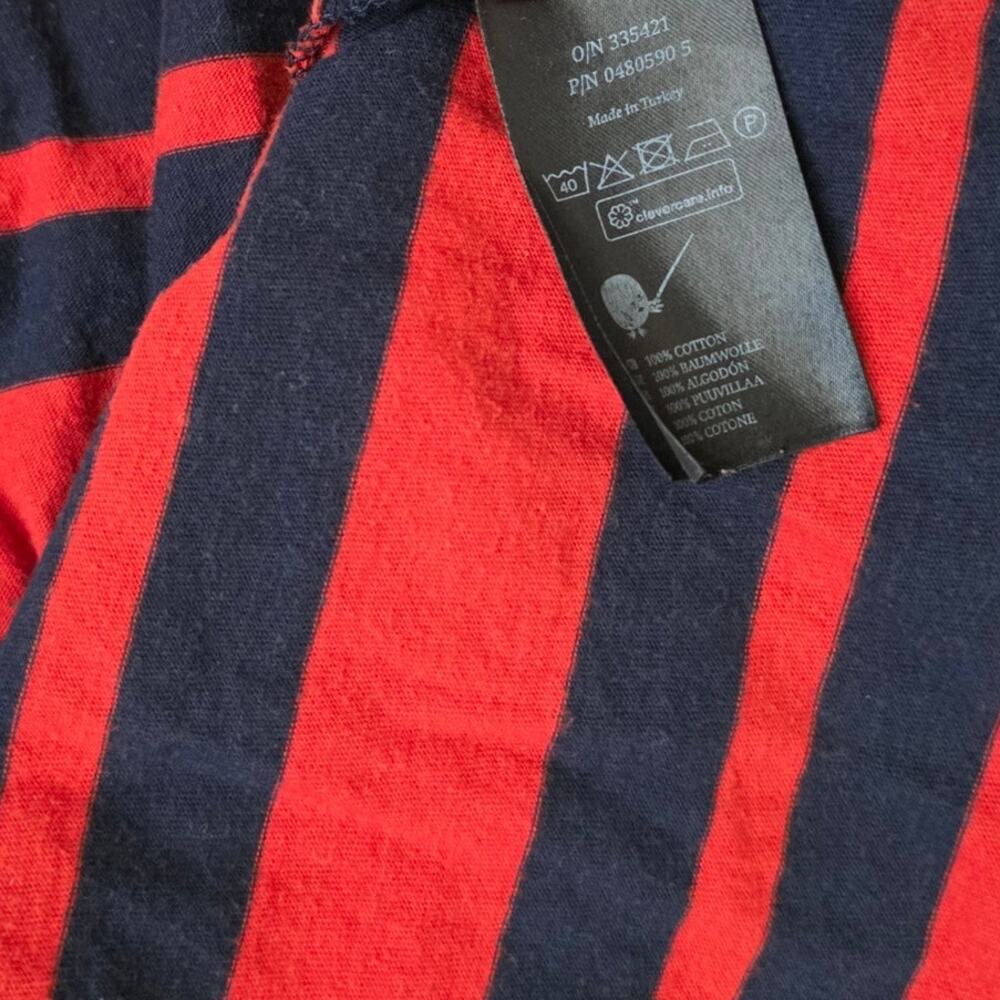 Monki Striped Navy/Red Short Sleeve Midi Cotton Dress Women Sz M - Picture 3 of 12